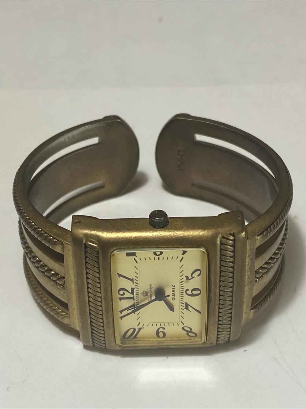 Premier Brass-Tone Cuff Bracelet Watch in Antique Gold